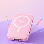 10000mAh Magnetic Power Bank - 22.5W PD Super Fast Charging - 15W Wireless - Built-in 2 Cables - Stand - Digital Display - Travel