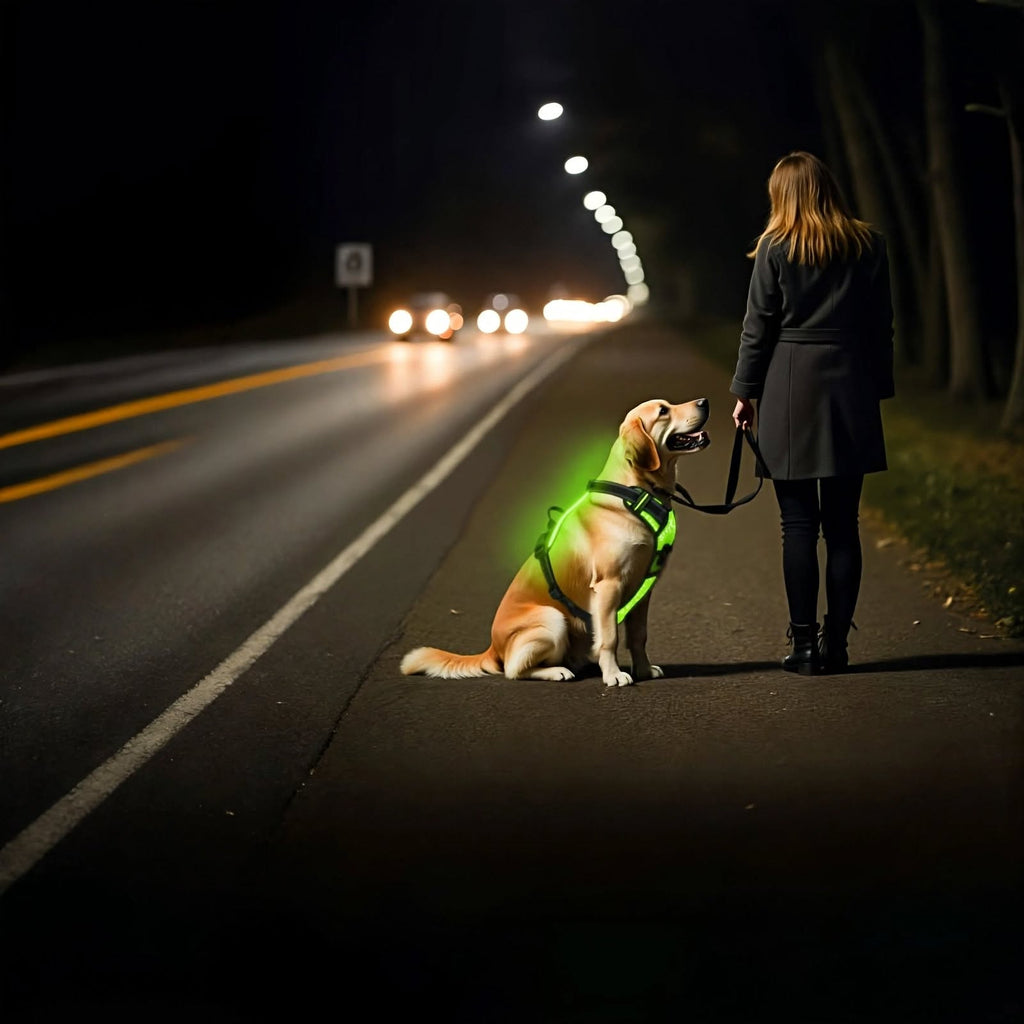 LED Dog Harness - Rechargeable Light Up Harness - 2Pcs Set