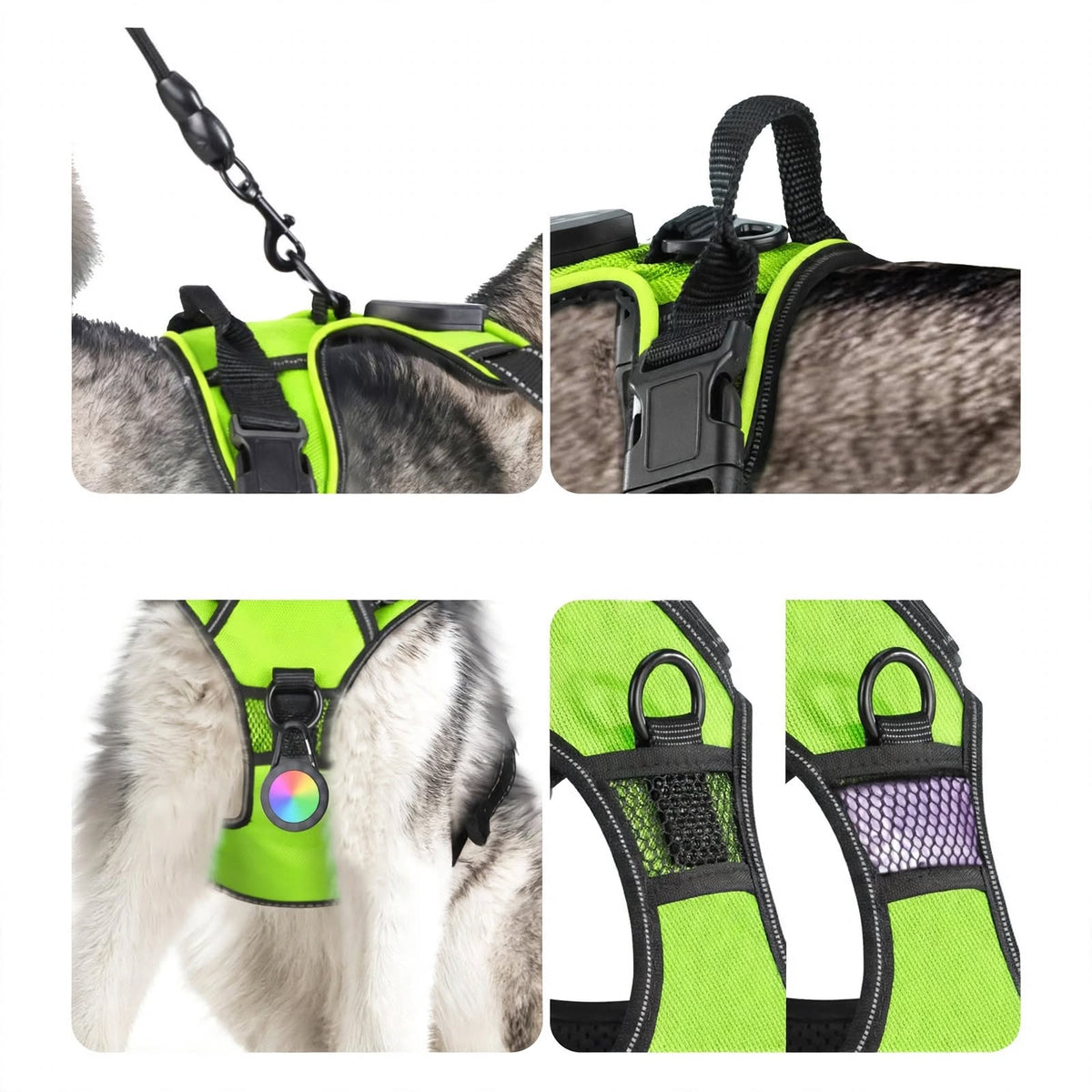 LED Dog Harness - Rechargeable Light Up Harness - 2Pcs Set