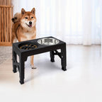 Adjustable Elevated Dog Bowls Stand - 5 Heights - Slow Feeder + Steel