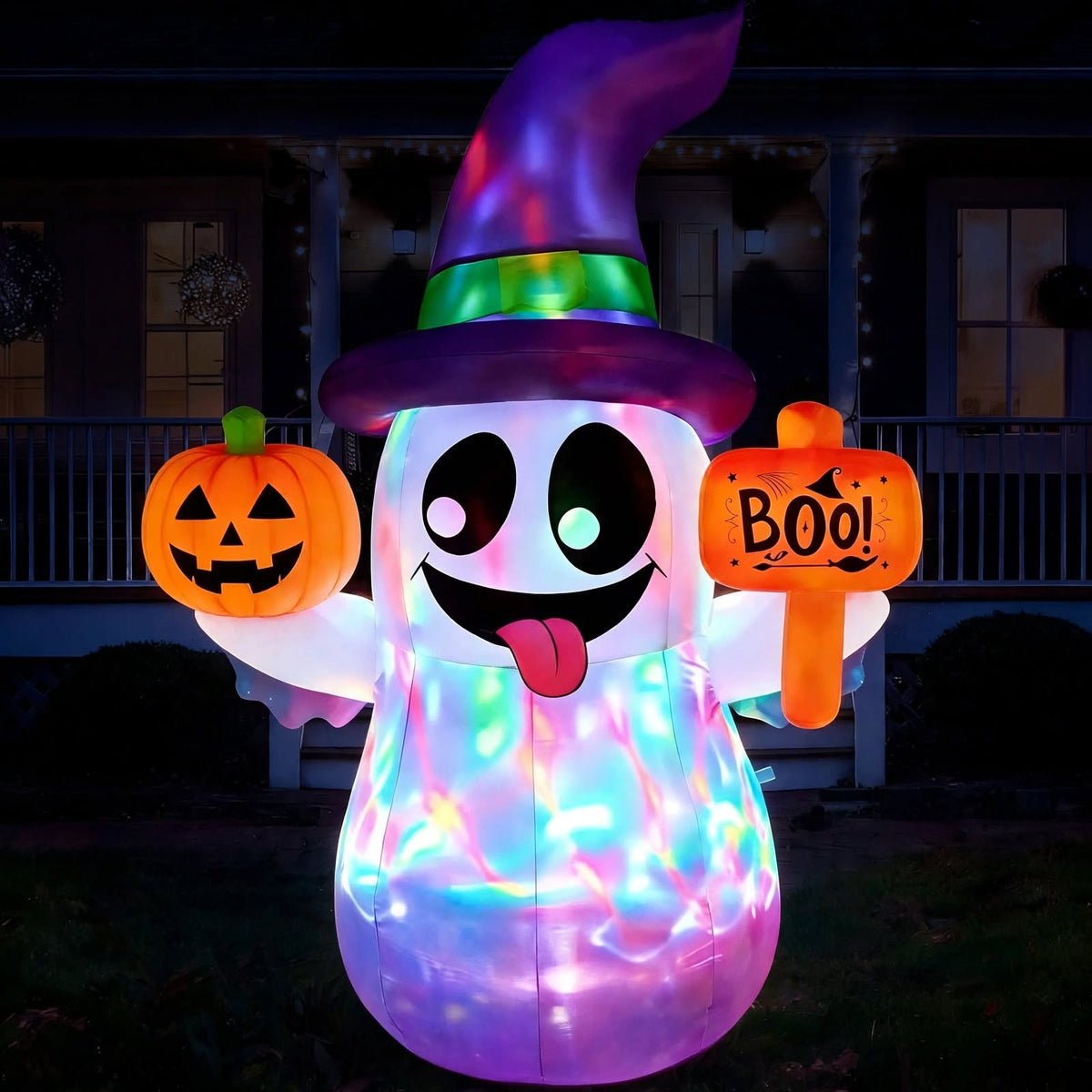 5FT Halloween Ghost Inflatable - Wizard Ghost Pumpkin - LED - Yard Decor