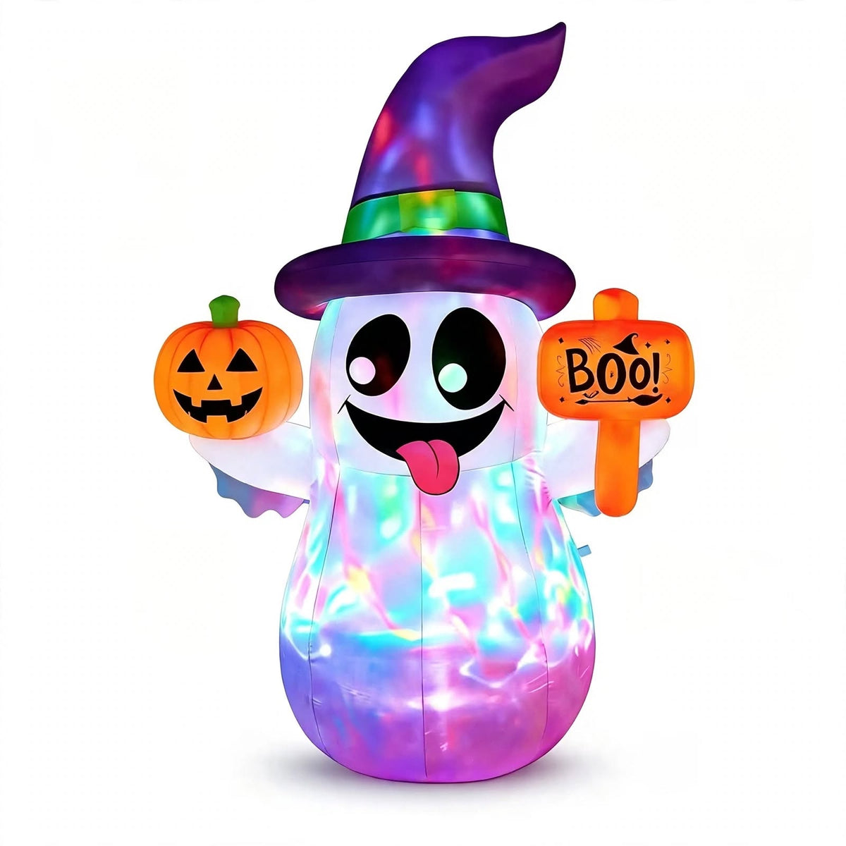5FT Halloween Ghost Inflatable - Wizard Ghost Pumpkin - LED - Yard Decor