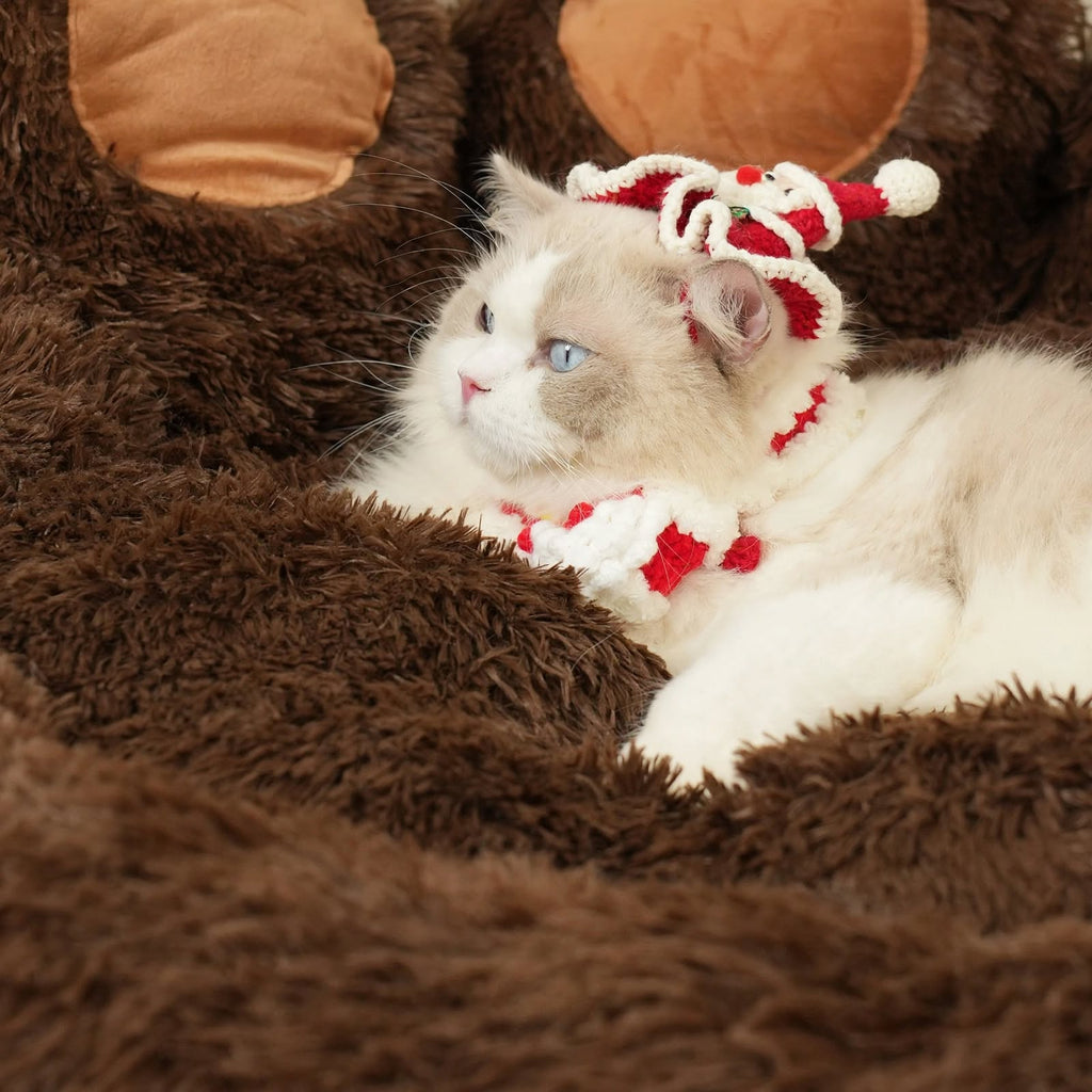 Coffee Bear Paw Pet Bed - Calming Donut - Dog & Cat Cuddler