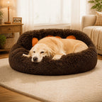 Coffee Bear Paw Pet Bed - Calming Donut - Dog & Cat Cuddler