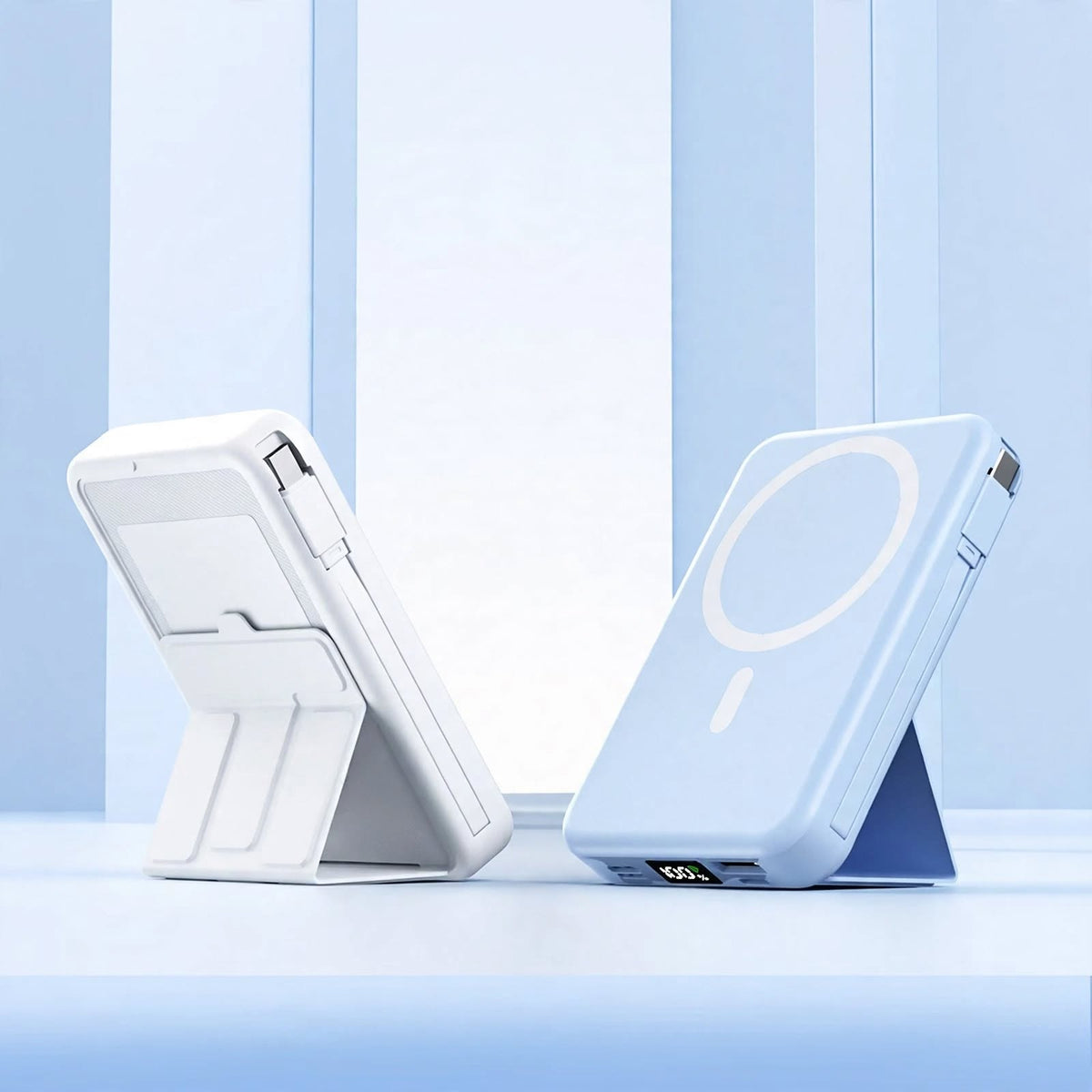 10000mAh Magnetic Power Bank - 22.5W PD Super Fast Charging - 15W Wireless - Built-in 2 Cables - Stand - Digital Display - Travel