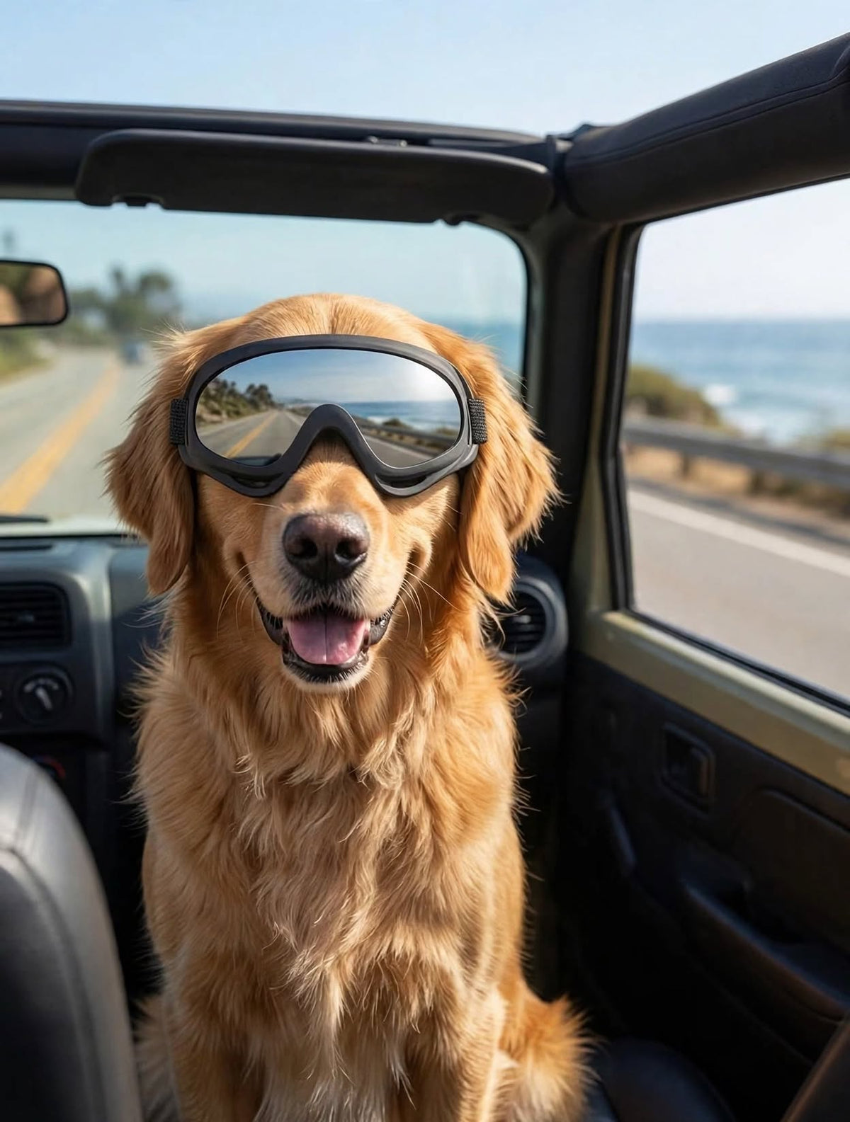 Dog Goggles - UV Protection - Windproof Dustproof - Adjustable - Black