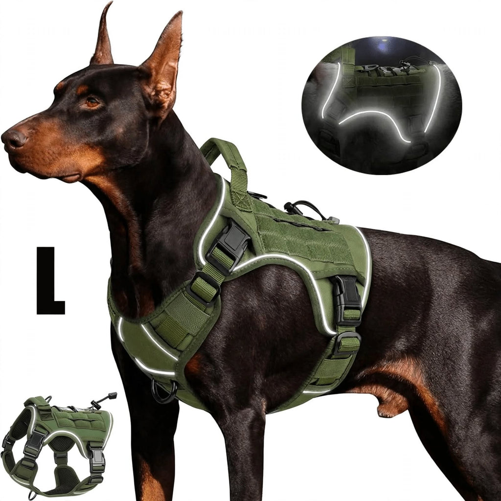 Tactical Dog Harness Vest - Reflective - Adjustable for Large Dogs