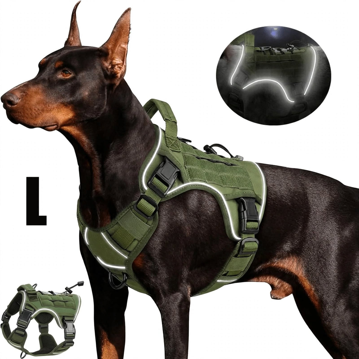 Tactical Dog Harness Vest - Reflective - Adjustable for Large Dogs