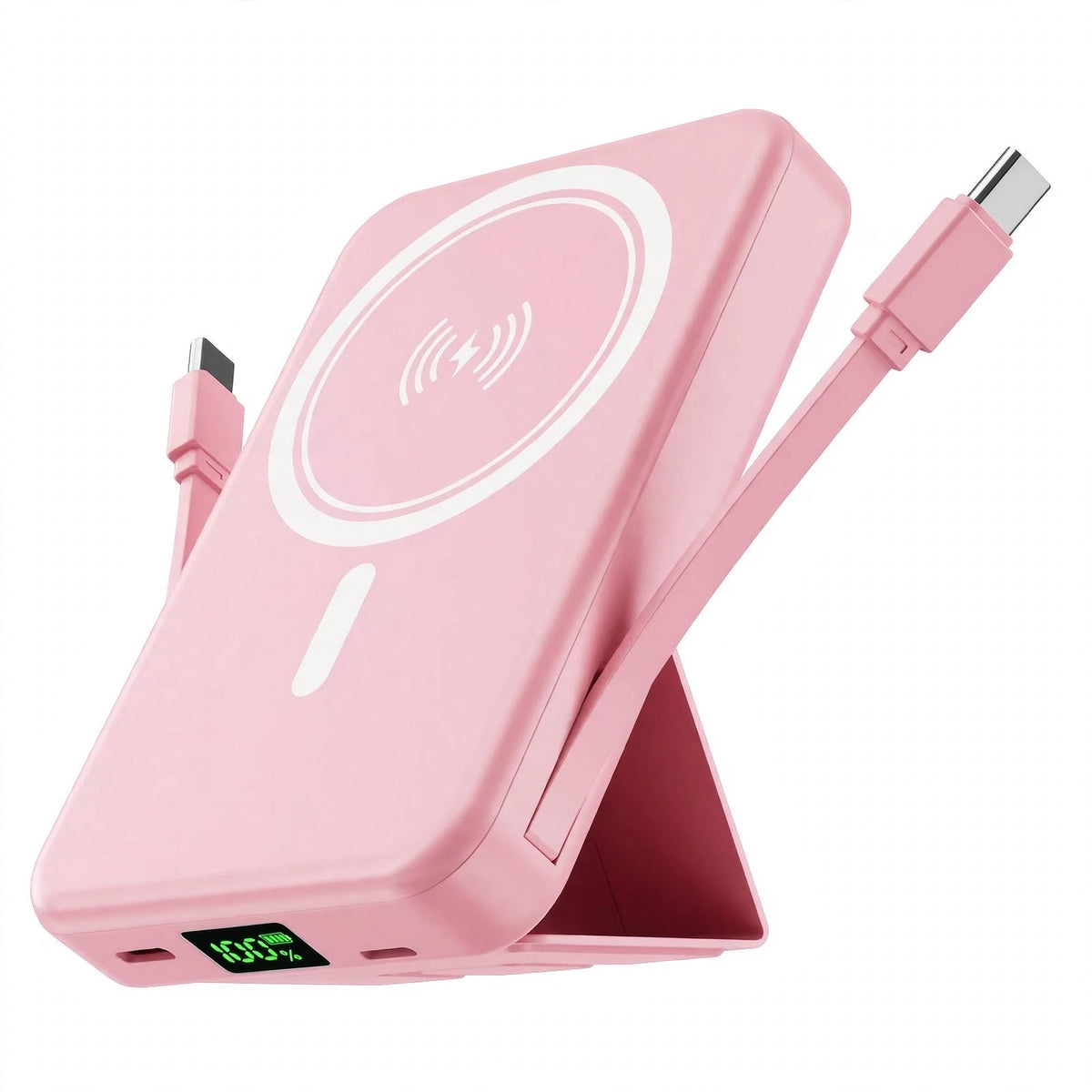 10000mAh Magnetic Power Bank - 22.5W PD Super Fast Charging - 15W Wireless - Built-in 2 Cables - Stand - Digital Display - Travel
