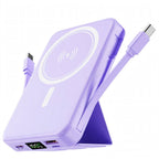 10000mAh Magnetic Power Bank - 22.5W PD Super Fast Charging - 15W Wireless - Built-in 2 Cables - Stand - Digital Display - Travel