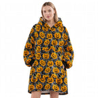 Plus-Size Oversized Hooded Blanket - Ultra Soft Reversible Sherpa Hoodie with Pocket - One Size