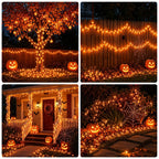 Halloween Solar String Lights 2-Pack - 144FT 380 LED - 8 Modes - Orange