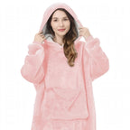 Plus-Size Oversized Hooded Blanket - Ultra Soft Reversible Sherpa Hoodie with Pocket - One Size