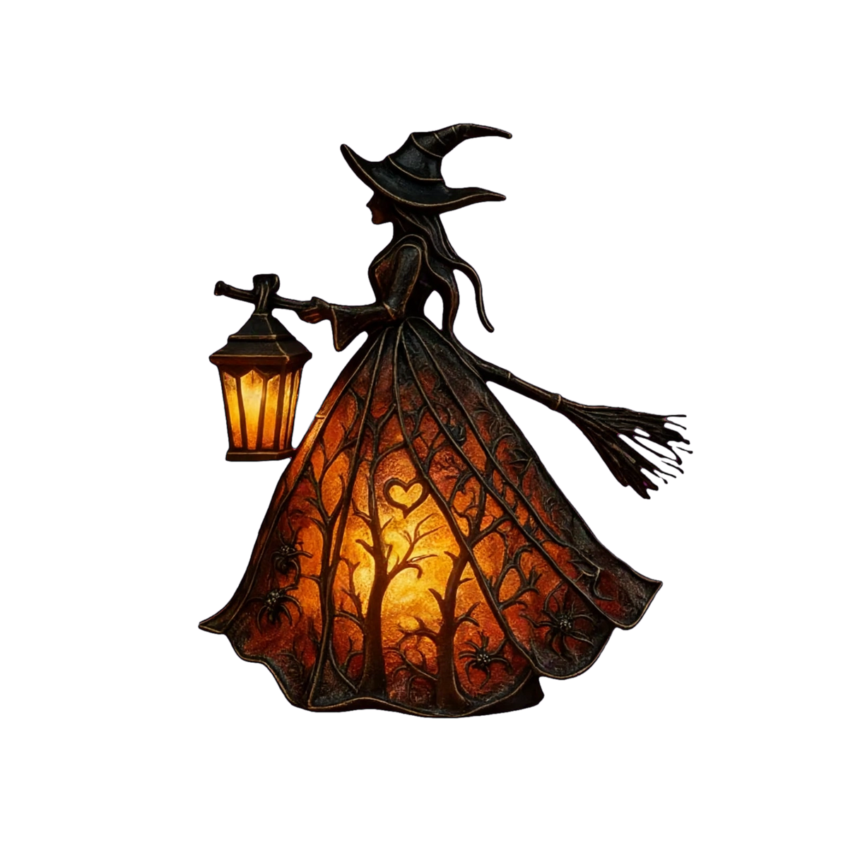 Halloween Witch Table Lamp Spooky Desk Decor Light